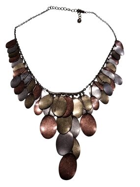 Vintage Handmade Tri-Color Metal Belly Dance Bib Necklace -FLAWS